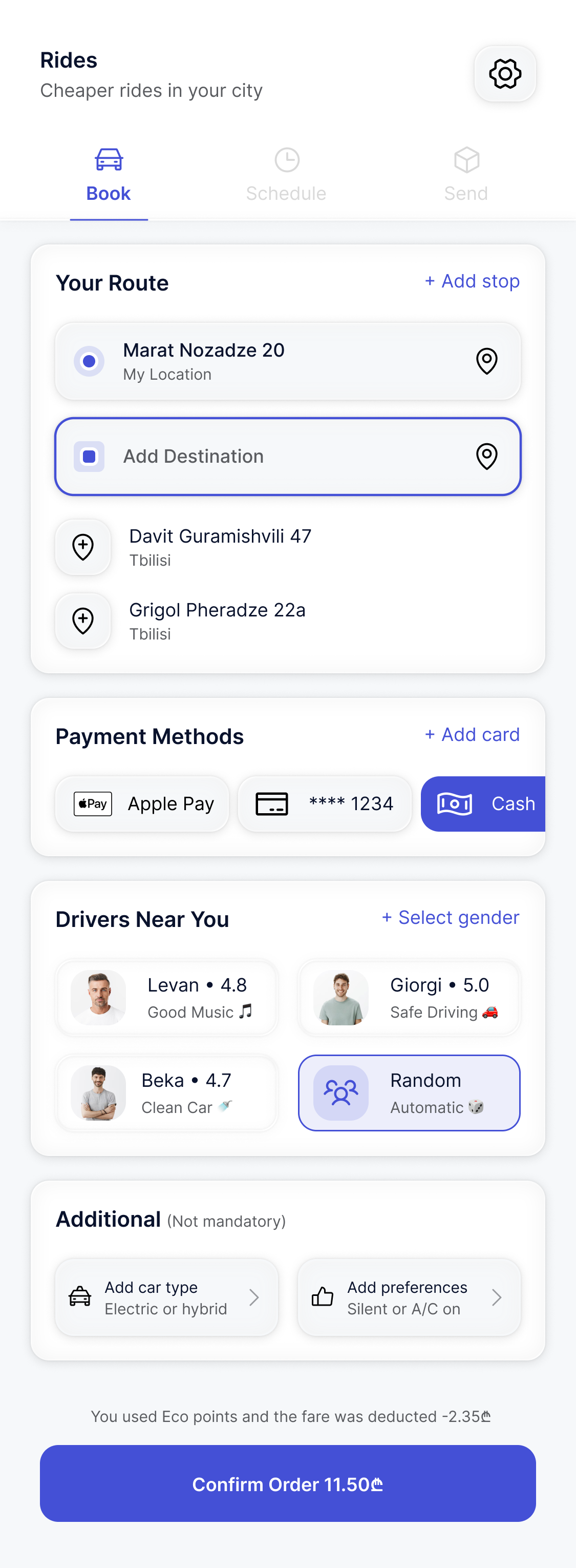 RYDR App Screen 1